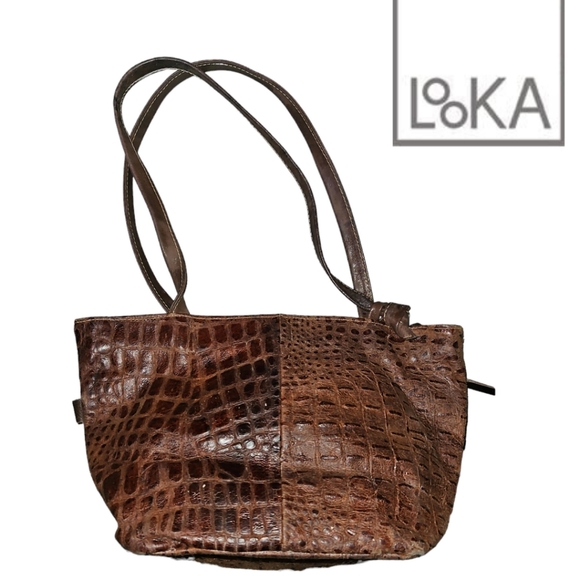 Looka Designer Embossed Leather Tote - Picture 3 of 12